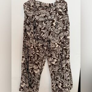 Brown and White Floral Top and Pants